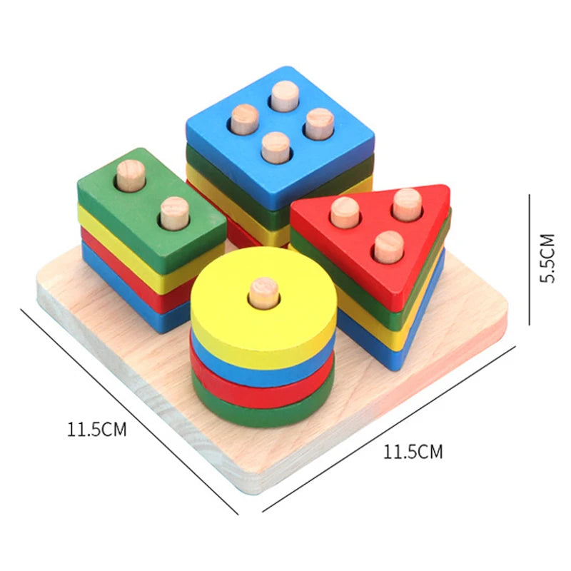 Coffret Montessori 5 en 1 – Jouets d’éveil en bois pour bébé dès 9 mois