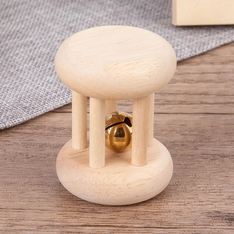 Set de 4 hochets Montessori en bois naturel – Éveil & dentition bébé