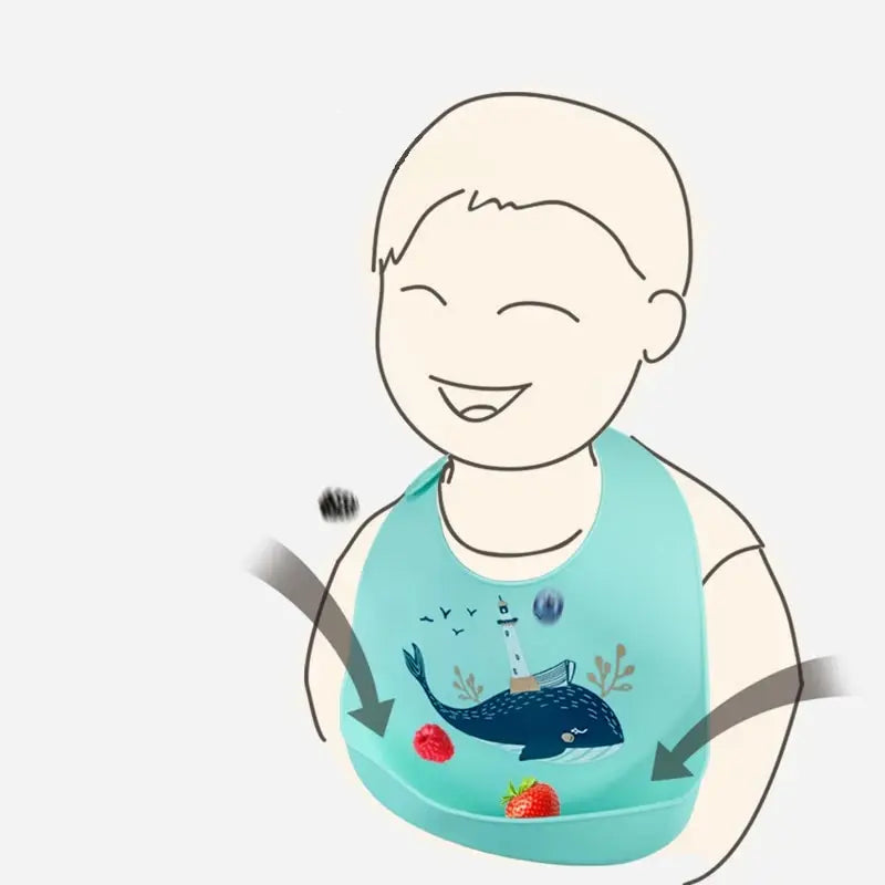 Bavoir bébé en silicone - Imperméable, souple et réglable (plusieurs modèles)
