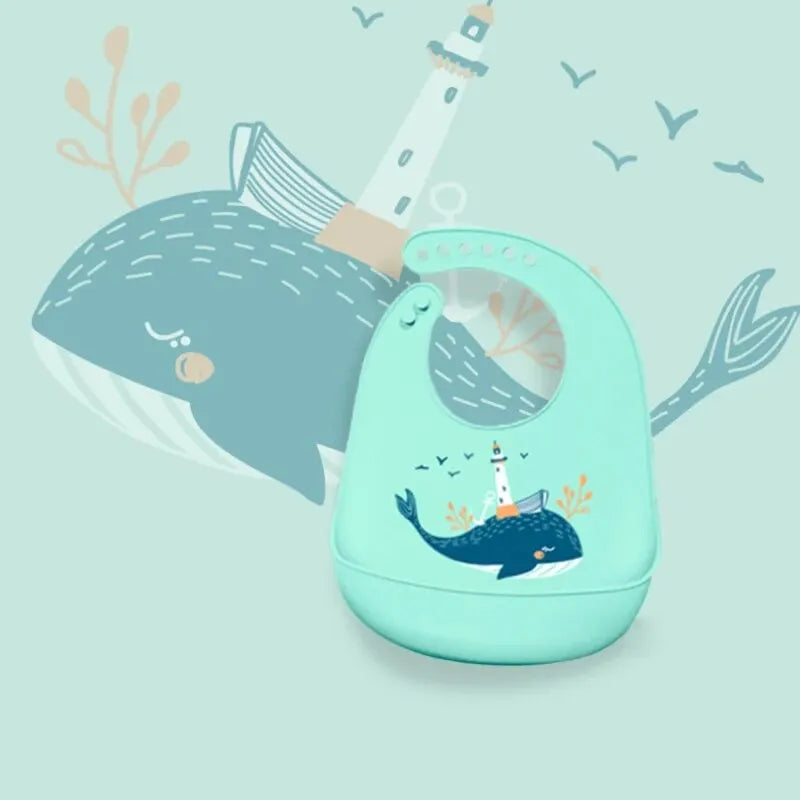 Bavoir bébé en silicone - Imperméable, souple et réglable (plusieurs modèles)