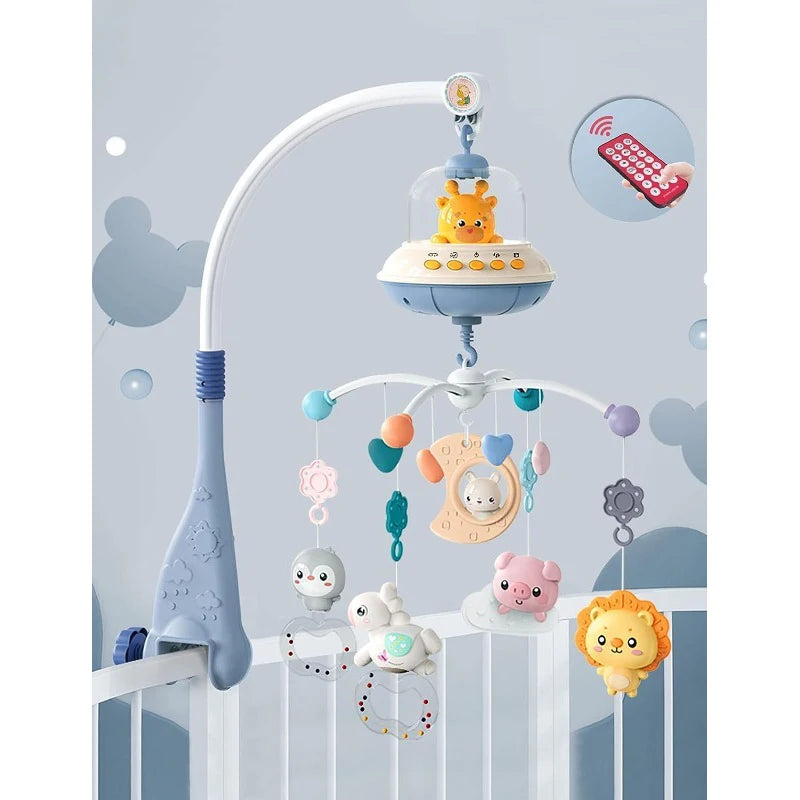 Mobile Musical Bébé avec Lumière & Projection - Télécommande incluse - Bleu ou Rose