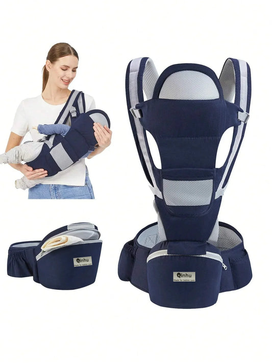 Porte-Bébé Ergonomique avec Siège Hanche - Confort & Liberté de Mouvement - Bleu Marine