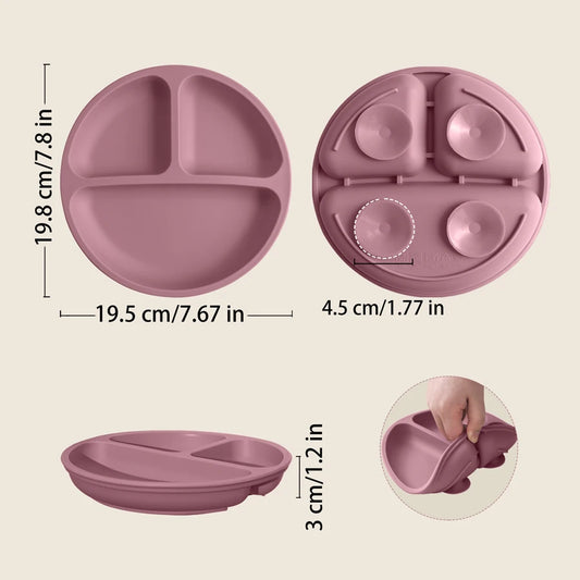 Assiette en silicone avec ventouse – sans BPA, idéale pour repas bébé (plusieurs modèles)